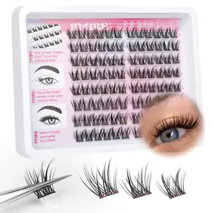 Manga Self Adhesive Eyelashes Natural Look 11-13MM Wispy Pre Glued Lashes Clusters Anime Press on Lash Clusters Reusable Self Adhesive Eyelash
