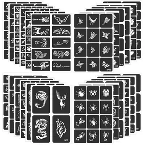 Tattoo Stencils For Kids Teens Adults, 24 Sheets Henna Tattoo Stencil Kit, 400 Tattoos Design, Tattoo Stencils for Real Tattoos, Airbrush Tattoo Stencils, Henna Stencils for Face Hand Finger