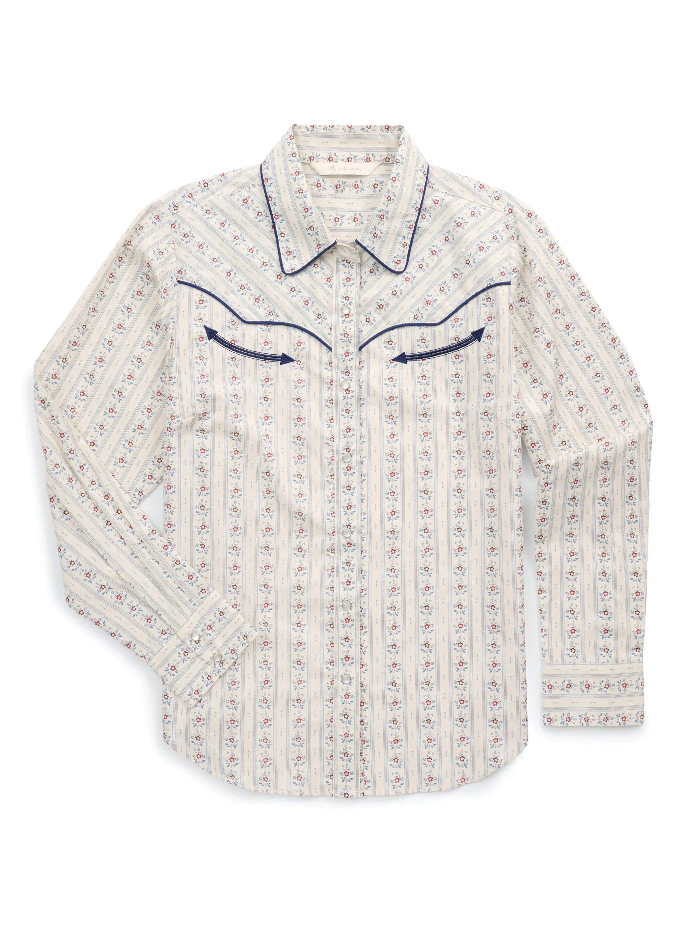Women's Ely Walker Ecru Wallpaper Floral Print Western Snap Shirt