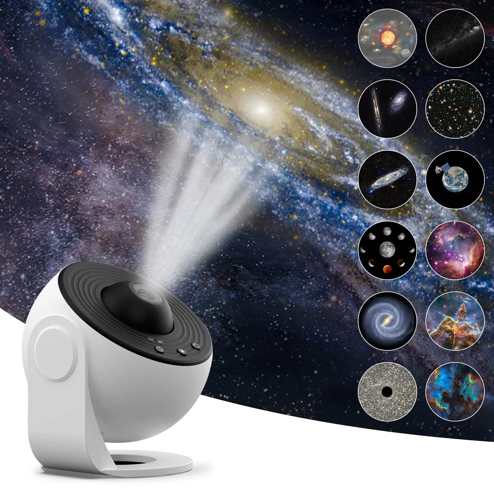 VanSmaGo 13-in-1 Galaxy Projector Night Light, 360° Rotating Aurora Planetarium, Cosmic Space Theme Decor Ceiling Light Projector Novelty Lighting for Home & Desktop Decoration Signs