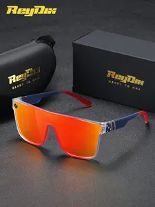 ReyDix 1 Piece Unisex Full Frame Sunglasses， Polarized Square Frame Sunglasses UV400，Cyberpunk Style, Defining Futuristic Edge， Trendy Sunglasses