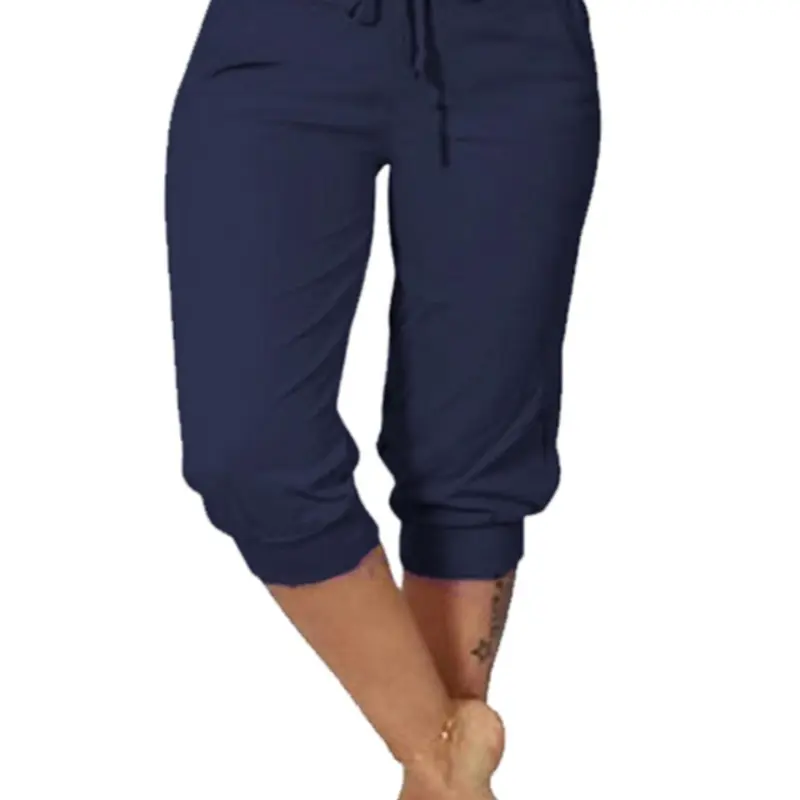 [Plus Size] Solid Color Minimalist Capri Pants, Casual Chic Comfy Fit Capri Trousers for Daily Wear, Women's Bottoms for Summer, Casual Fashion Trousers