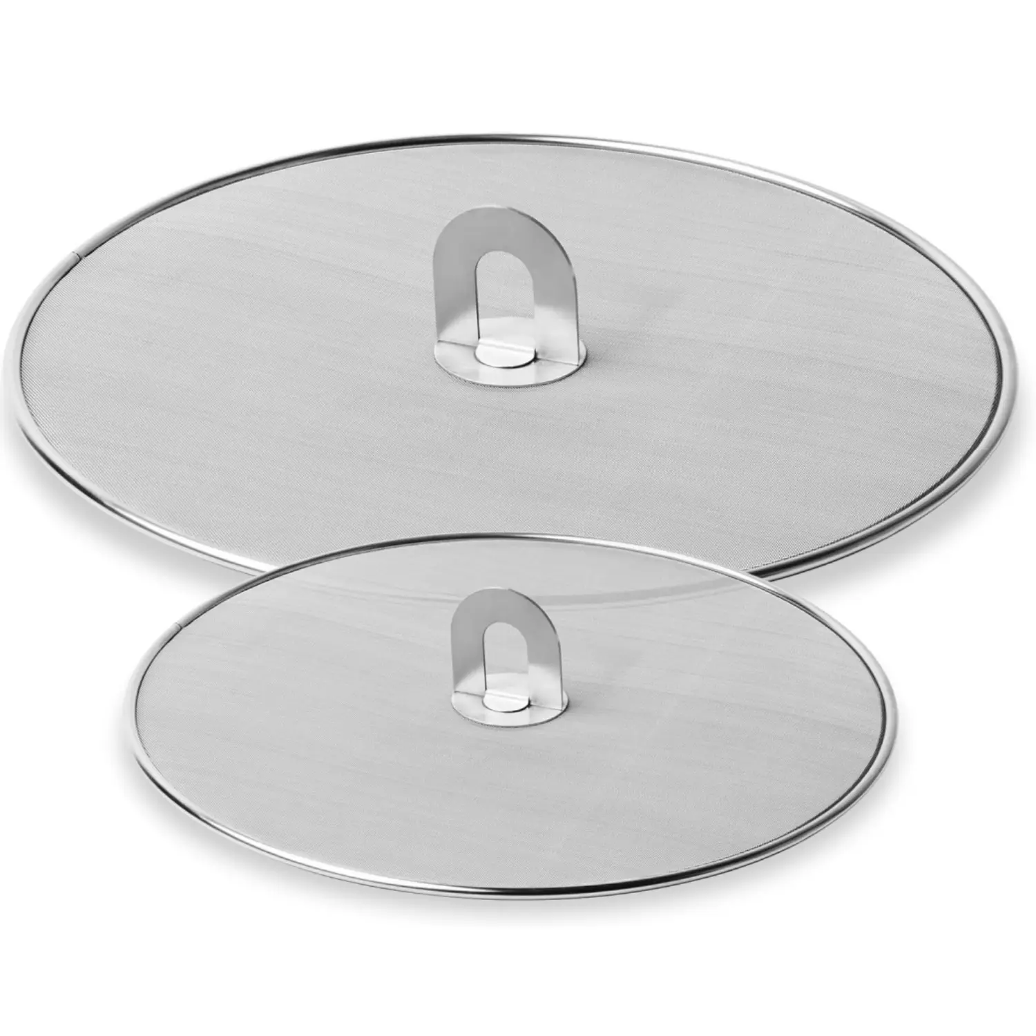 2Pcs Stainless Steel Food Splatter Guard Set - 10in/13in Kitchen Fryer Utensils, Heat-Resistant Oil Splash Lid with Fold-Flat Knob Handle, Strainer Rack for Frying Pan Draining/Cooling (Home Improvement)