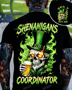Chaosmoda Generation X St. Patrick‘s Day Shenanigans Coordinator Custom Year Skull T-shirt Soft Breathable Tshirt Cotton