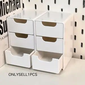 3 Layer Desktop Storage Box, 1pc Solid Color Desktop Storage Box, Desktop Organizer for Office Supplies, Stationery Storage Organizer, Jewelry and Cosmetics, Desk Organizer Tidy, Office Accessories