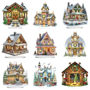 2D Flat DIY Special Shape Christmas Snow House Diamond Painting Desk Tabletop Ornament Kits for Home Living Room Decor