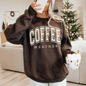 “Coffee Weather” sweatshirt, a cute oversized trendy sweater for coffee lovers, perfect for cozy days and anyone who enjoys stylish, warm caffeine-themed apparel. - EVA RAMOS