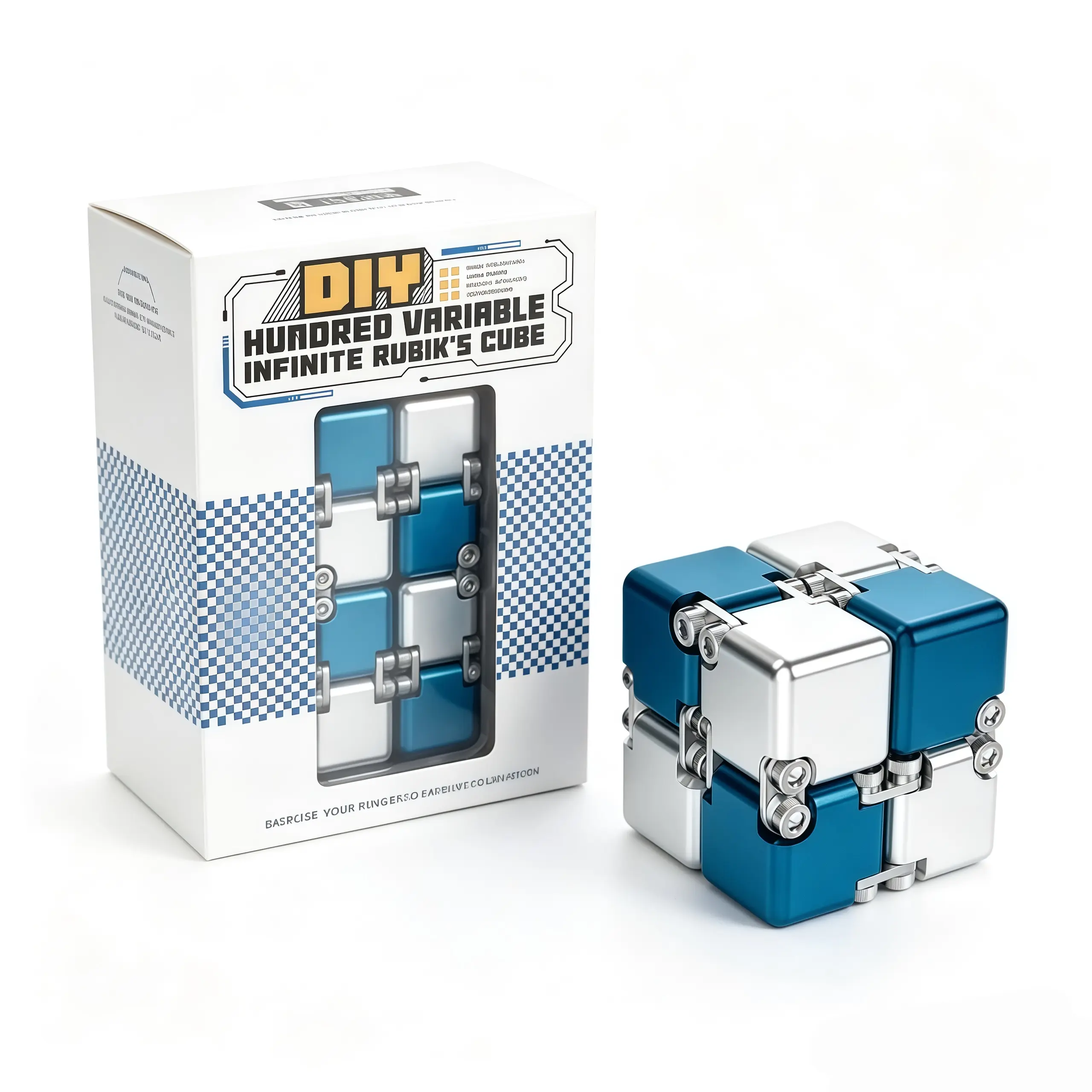 Adult Toy - Aluminum Infinity Cube with Case, Sturdy & Weighted, Stress and Anxiety Relief, Suitable for ADHD and OCD