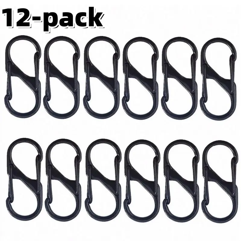 12-Piece Backpack Zipper Lock Set, Dual Spring S-Hook Zipper Clip, Anti-Theft, Ideal for Outdoor Luggage and Camping, Secure Your Items, Carabiner Hooks