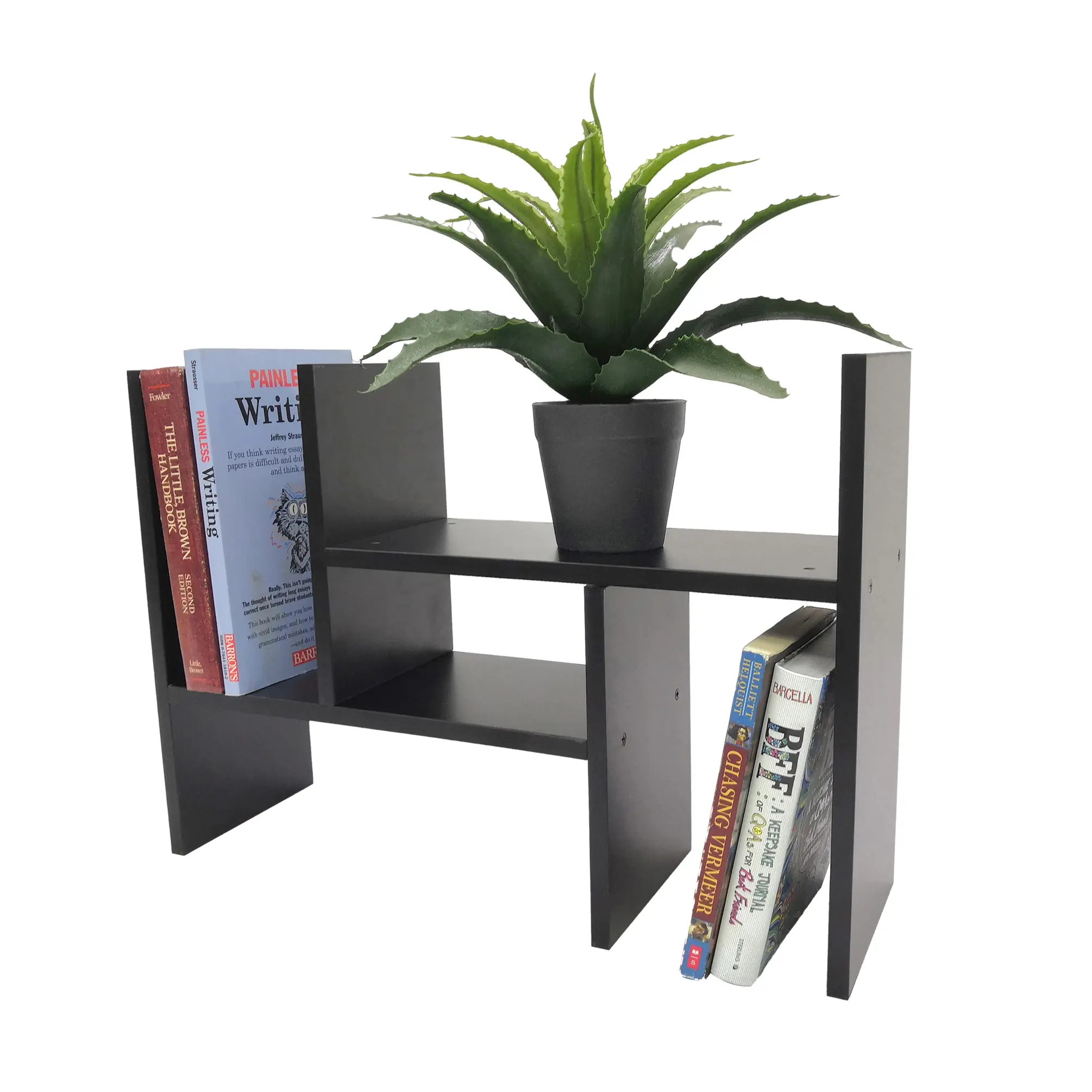 FixtureDisplays® Office Desktop Bookshelf Adjustable Wood Display Shelf Desktop Organizer Office Storage Rack Countertop Bookcase Office Supplies Desk Organizer Accessories 13.5X12.5X6" 10119NEW-NF