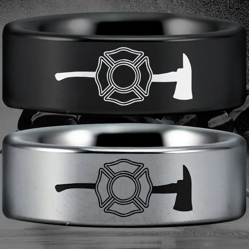Firefighter's Axe Tungsten Carbide Ring