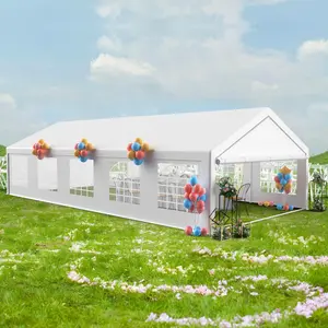 20x40 FT Heavy-Duty Outdoor Party Tent with Adjustable Canopy, Waterproof Material, Removable Sidewalls, Church Windows, White Roof & Heavy-Duty Frame – Versatile Shelter for Weddings, Patios