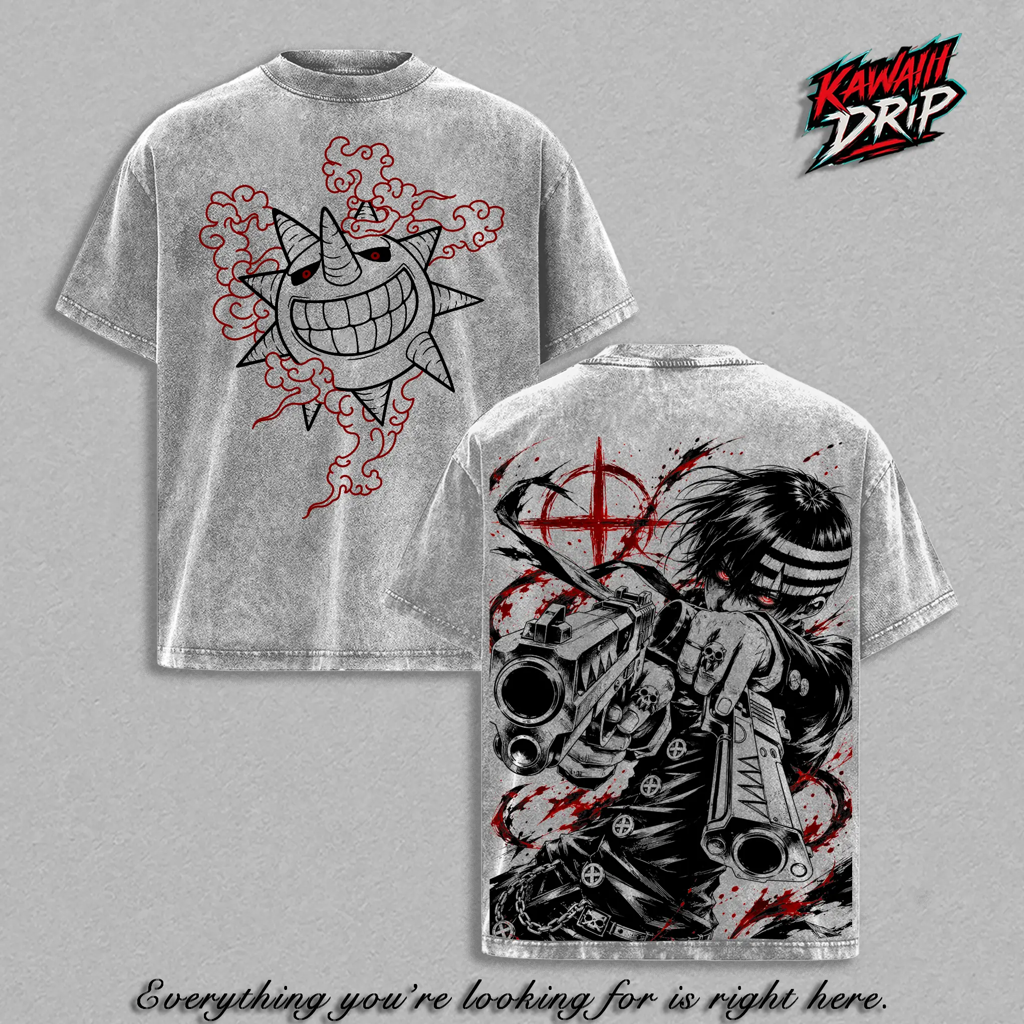 Death the Kid Vintage TShirt - Soul Eater Anime Double Printed Vintage Clothes Washed Tee Unisex Oversized Anime Manga Washed Heavyweight Cotton T-Shirt Gift For Soul Eater Fans Men & Women