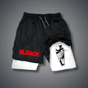 Anime Double-Layer Sports Shorts Graphic Shorts Black Shorts Camo Shorts Streetwear Shorts Men Outfits Men Short Shorts Vacation Outfits Shorts