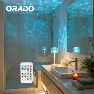 ORADO Aurora/Ocean Wave/Water Ripple Desk Lamp IP 64 Waterproof 16-Color Ambient Table Lamp with Control for Relaxation & Romantic Night Ambience Perfect Gift for Bedroom Living Room Study Home SummerVibe