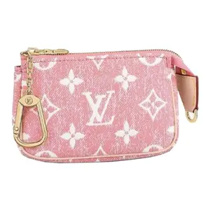 Louis Vuitton Pochette Accessoires Mini Bag In Pink With Monogram And Denim Trim