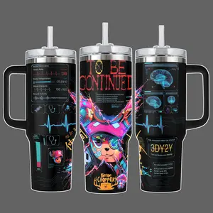 Tony Tony Chopper - OP Anime Stainless Steel Insulated Tumbler With Handle Straw Lid 20oz 40oz Full Wrap Cyberpunk Medical Scan Design