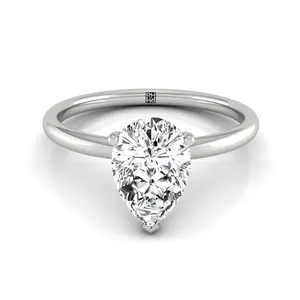 Plat Pear Double Hidden Halo Solitaire Engagement Ring With 25 Prong Set Round Diamonds