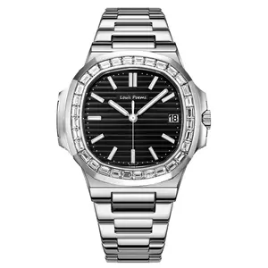Louis Poetry Watch Nautilus Black Style Men's Fully Automatic Mechanical Watch Business Casual Waterproof Watch, High-end Black Dial with Luminous