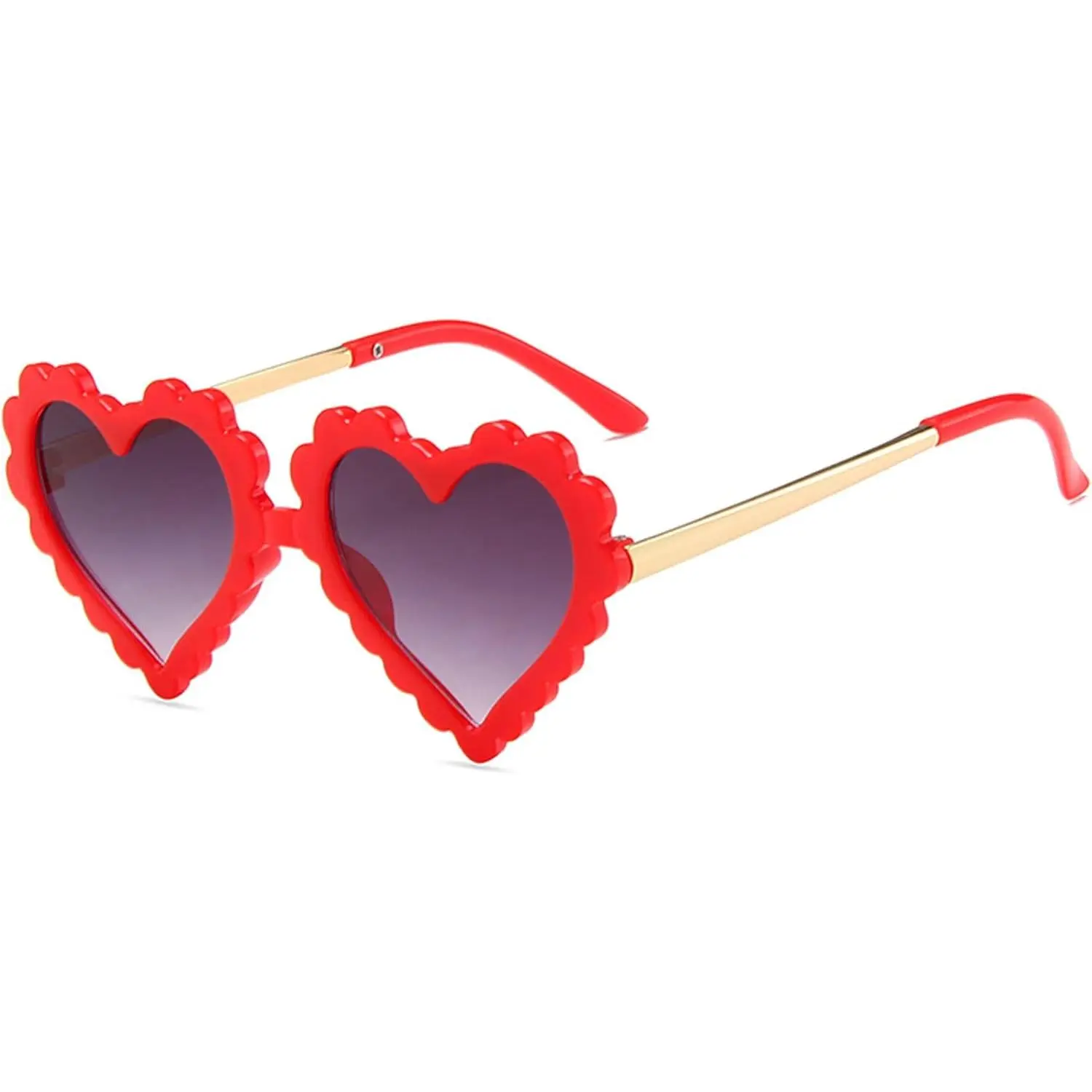 Girls' Heart-Shaped Sunglasses, Children's Size Plastic Frames with UV 400 Protection for Christmas, Halloween & Outdoor Photography