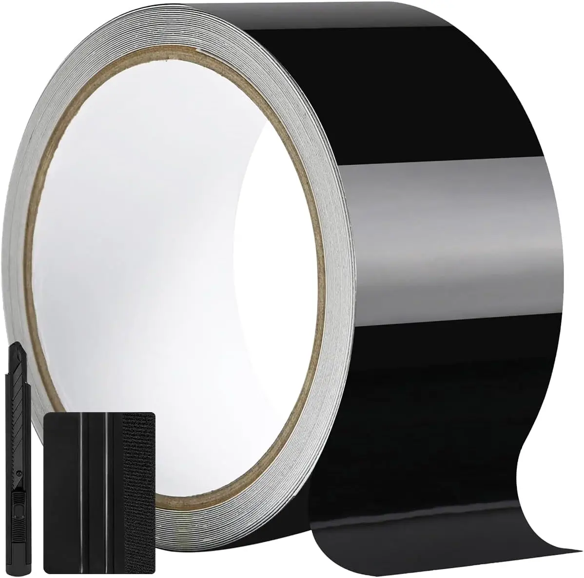 2IN X 30FT Gloss Black Vinyl Wrap for Chrome Delete Window Trim  Door Sill Protector with Air Release  Including Vinyl Wrap Tool Kit