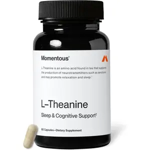 MOMENTOUS Natural L-Theanine Dietary Vitamin Supplement, 200mg Capsules for Relaxation & Focus, NSF Certified, GMO-Free, Gluten-Free, 60 Servings for Brain Health