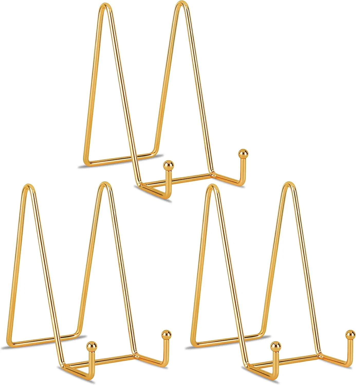3Pcs 6 Inch Gold Metal Display Stands Plate Stands Plate Holder Display Stands for Picture, Decorative Plate, Book, Photo Easel, Artistic Work