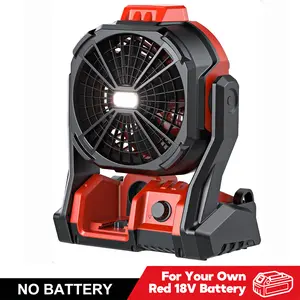 Portable Workshop & Camping Fan with LED Light,Cordless/Corded Electric Fan, for Milwaukee M18 Battery, 3-Speed with Hook for Jobsite, Garage, Outdoor, Bare Tool Only