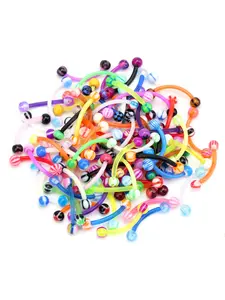 CrazyPiercing Colorful Ball Acrylic Flexible Curved Bar Eyebrow Rings Tragus Piercing Jewelry 16G