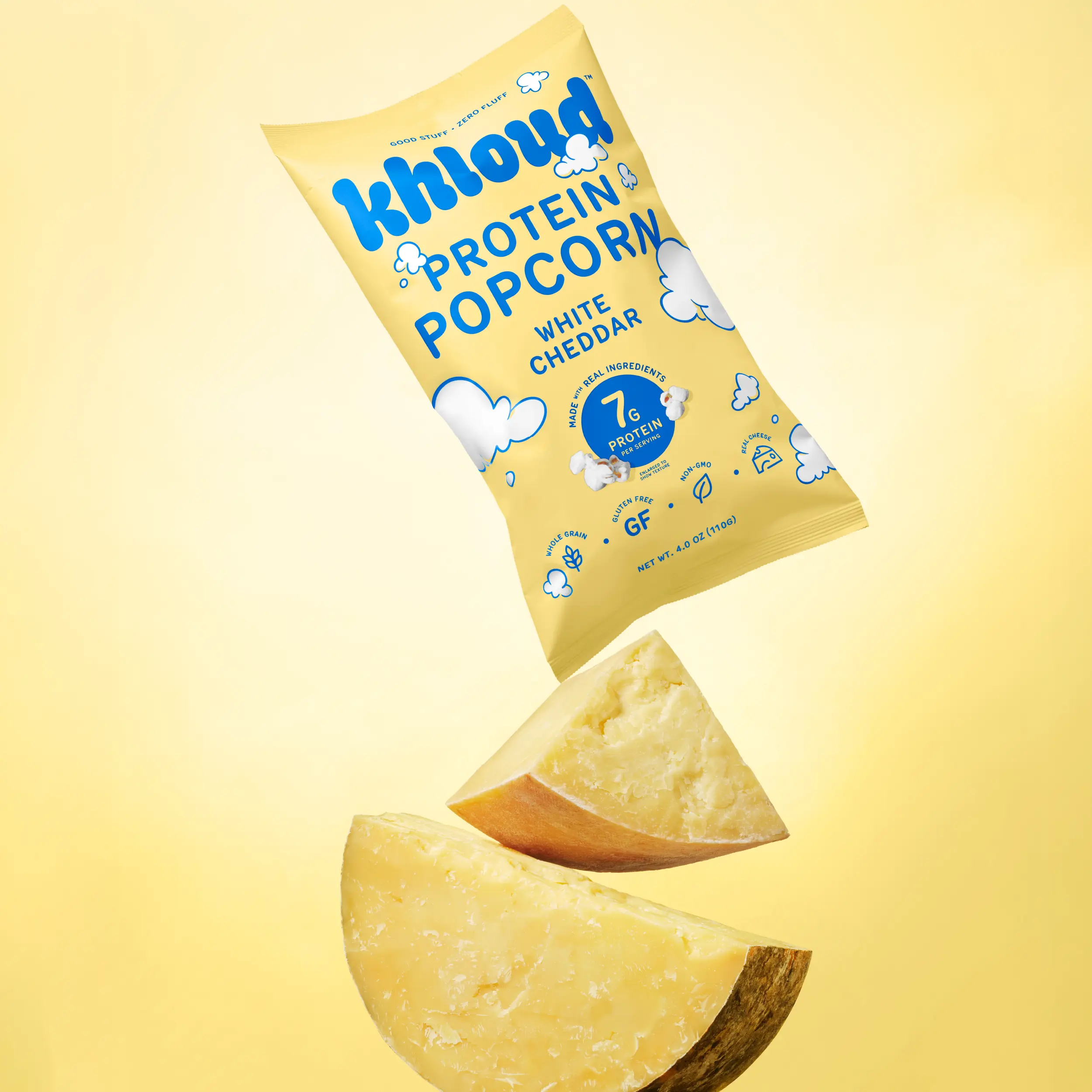 White Cheddar Khloud Protein Popcorn by Khloe Kardashian | 7g of Protein Per Serving | No Seed Oils | Gluten-Free | Available in 4pk or 12pk