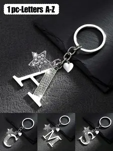 Simple Letter A-Z Versatile Bag Pendant, European And American New English Creative Luggage Key Ring - Lucky Five-Pointed Star Shining Diamond Pendant,Perfect Gift For Birthdays, Headphone Pendant, Keychain Ring Valentine'S Day Gifts, Keychain For Bags