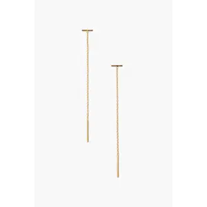 Gold Bar Chain Thread Earrings