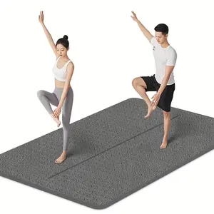 Large Yoga Mat 6'x4'with Alignment Lines, 1/3"Extra Thick TPE Non-Slip Mat for Men & Women, Home Exercise & Pilates