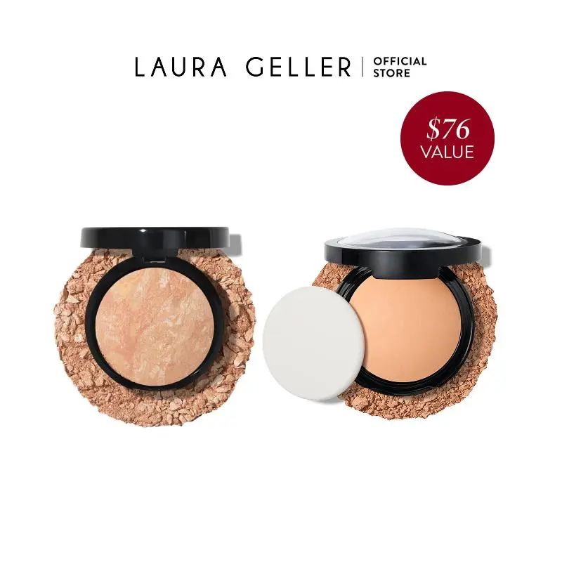 Laura Geller Light and Full Coverage Kit (2 PC) - Matte and Natural Finish Makeup - Powder Foundation Makeup for Mature Skin $76 Value Laura Geller Light and Full Coverage Kit (2 PC) - Matte and Natural Finish Makeup - Powder Foundation Makeup for Mature Skin $76 Value