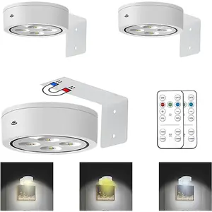 3Pack Picture Light  Operated Painting Lights,   Display Art Light with Remote Controls,Dimmable Timer Portrait Light for Art Frame Artworking,Wall Decor Puck Light