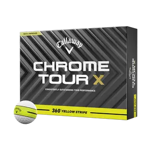 Callaway Golf Chrome Tour X 360 Yellow Stripe '24 Golf Balls in White/Yellow