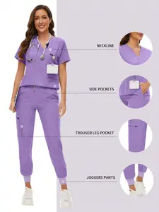 Surgical Uniforms Woman Scrub Set Fitted Nurse Beauty Salon Workwear Clinical Scrubs Top Pants Sets Spa Doctor Nursing Clinical Suit