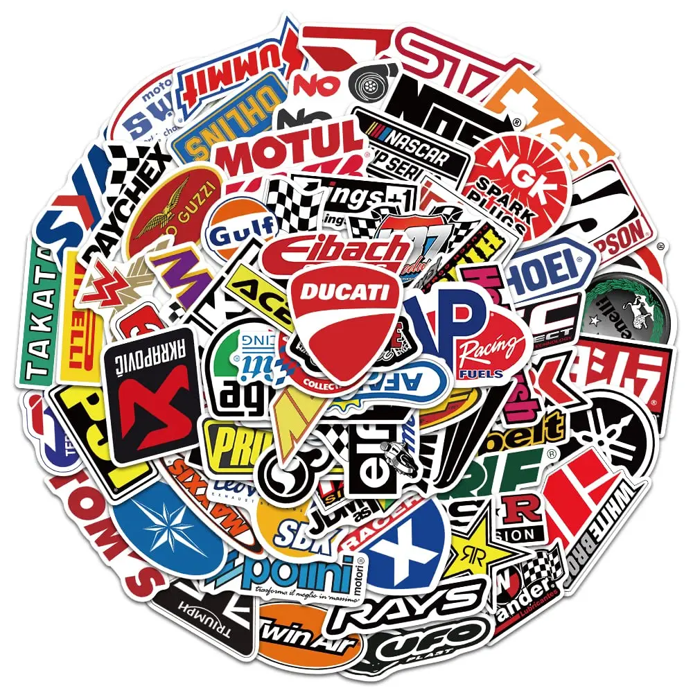 100Pcs Car & Moto Modified Brand Logo Series Sticker Pack Vinyl Stickers for Laptop,Car,Moto,Skateboard,Bike,Luggage Graffiti Decal for Friends,Children,Adults-Waterproof