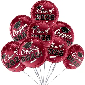 Class of 2026 Graduation Party Supplies & Decorations - 12pcs 18" Congrats Grad Maroon Balloons Set for Memorable Grad Celebrations