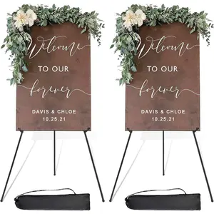 Easel Stand for Wedding Sign Poster 63'' Instant Display Easel for Floor Adjustable Metal Art Easel Black 2 Pack