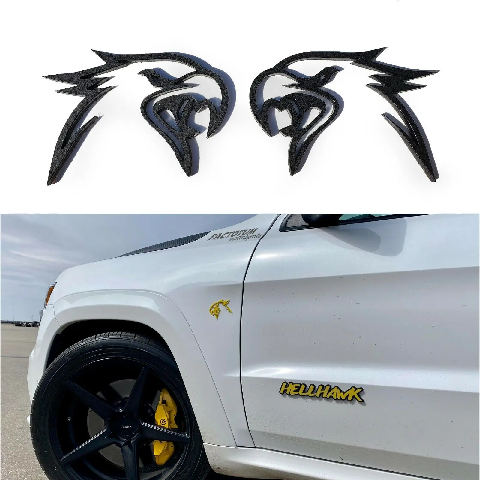 Custom HELLHAWK Emblems for Jeep - Durable Auto Badges TWO