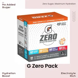 Gatorade G Zero Powder Variety Packs Orange ,Glacier Grape ,fruit Punch Total 40 counts Energy Drink Beverage Sport Sugar