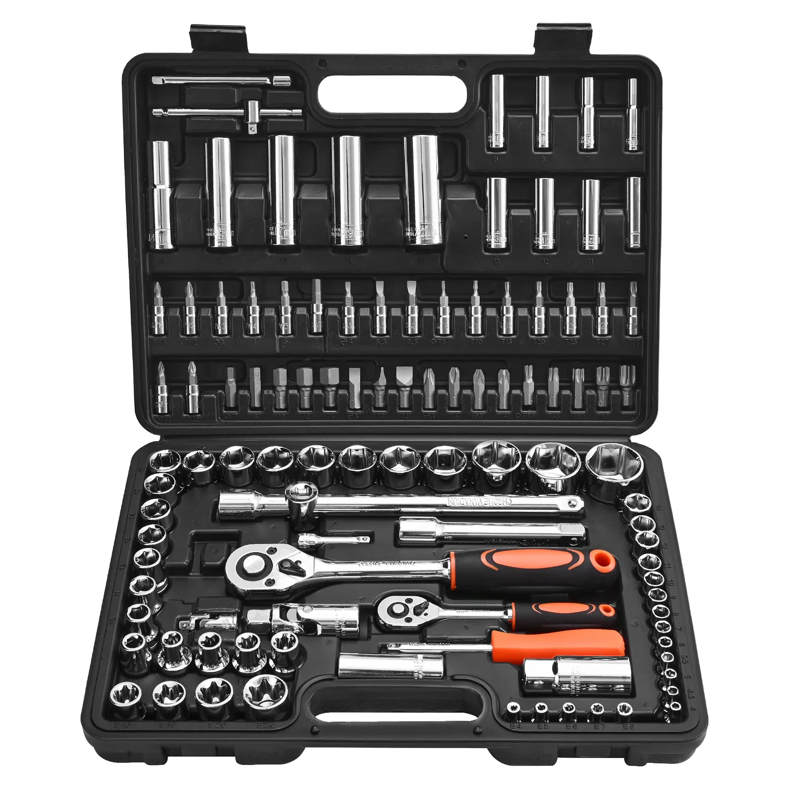 【summerfinds】VEVOR 108-Piece Socket & Ratchet Wrench Set, 1/4 & 1/2 in Drive, 4-32 mm Metric CR-V Alloy Steel Tool Kit Set with Bits, Accessories & Storage Case for Automotive Repair, Ratcheting Wrench Set