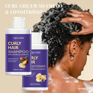 200ml Curling Shampoo and Curling Conditioner Set, Haircare, containing glycerin and tocopherol, cleanses and nourishes hair, enhances hair, and leaves a lasting fragrance. Suitable for all hair types, suitable for both men and women
