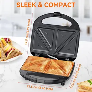 OSTBA Sandwich Maker, 2 Slice Grilled Cheese Maker with Non-stick Triangle Plates, Indicator Lights, Cool Touch Handle, Easy to Clean and Store, 750W