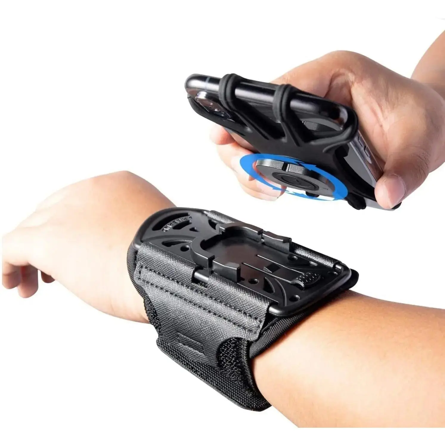 Wristband Phone Holder for Running, 360?Rotation & Detachable  Armband with Key Holder for  16/15/14/13/12/Pro/Pro Max/XS/XR/X/8/7/6/Plus,  Galaxy, Fits 4''-6.5''Phone