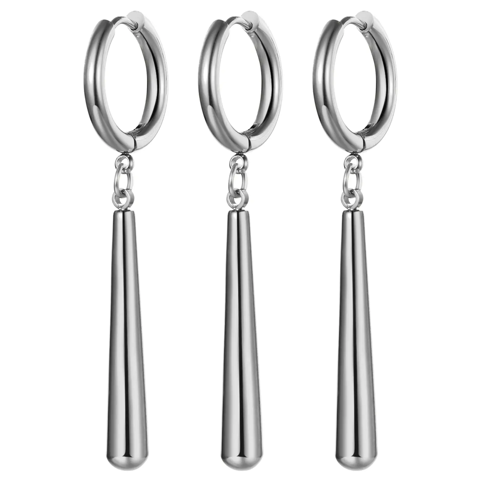 OIDEA Zoro Clip-On Earrings, 3-Piece Stainless Steel Dangle Hoops, Adventure Jewelry Set for Men & Women, Fade-Resistant Anime Merchandise for Cosplay, Adventure Earrings, Zorro Theme Earrings