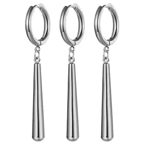 OIDEA Men's Zorro Theme Clip-On Earrings Set - 3-Piece Stainless Steel Fade-Resistant Dangle Hoops, Bravery Adventure Earrings, Anime Graphic Men's Accessories, Stylish Costume Jewelry Mens Gifts