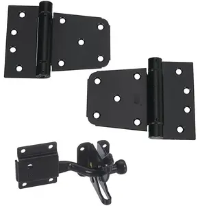 212 MAIN Self-Closing Gate Kits - Black Steel Surface-Mount Door Hardware with Automatic Door Closer, Adjustable Latch, and Hinges for Gates, Sheds (Sailing & Outdoor Use)