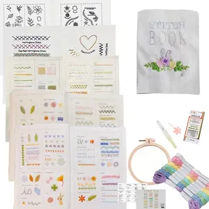 Hand Embroidery Stitches Book for Beginners, 1 Set DIY Embroidery Book with Step-by-step Video Tutorials, Cross Stitch Supplies, Embroidery Kit